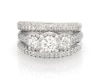 Thumbnail Image 1 of Previously Owned Round-Cut Diamond Three-Stone Halo Bridal Set 1-3/4 ct tw 14K White Gold Size 6.25