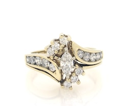 Previously Owned Marquise-Cut Diamond Bypass Bridal Set 7/8 ct tw 14K Yellow Gold Size 7