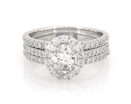 Previously Owned Neil Lane Oval-Cut Diamond Halo Bridal Set 2-3/8 ct tw 14K White Gold Size 10