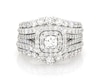 Thumbnail Image 1 of Previously Owned Round-Cut Lab-Grown Diamond Double Halo Bridal Set 2-7/8 ct tw 14K White Gold Size 6.75