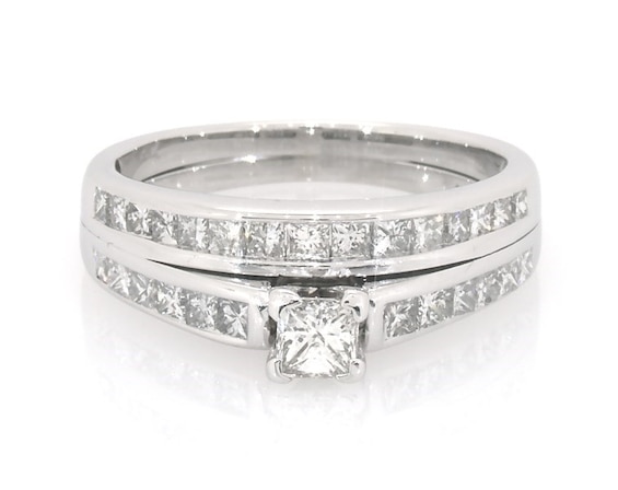 Previously Owned Princess-Cut Diamond Bridal Set 7/8 ct tw 14K White Gold Size 7