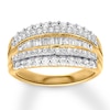 Thumbnail Image 1 of Previously Owned Diamond Ring 1 ct tw Round & Baguette 10K Yellow Gold