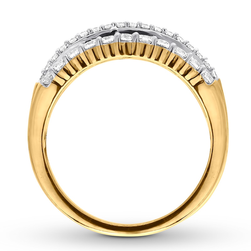 Main Image 2 of Previously Owned Diamond Ring 1 ct tw Round & Baguette 10K Yellow Gold