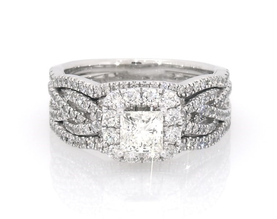 Previously Owned Neil Lane Princess-Cut Diamond Bridal Set 1-5/8 ct tw 14K White Gold 6.5