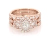 Thumbnail Image 1 of Previously Owned Pear-Shaped Diamond Double Halo Bridal Set 1-1/4 ct tw 14K Rose Gold Size 6.75