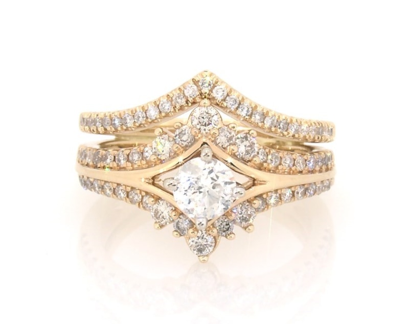 Main Image 1 of Previously Owned Round-Cut Diamond Bridal Set 1 ct tw 14K Two-Tone Gold Size 6