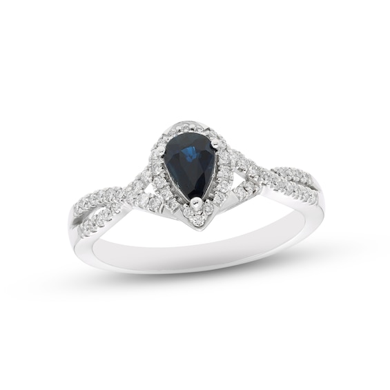 Previously Owned Blue Sapphire & Diamond Ring 1/6 ct tw 10K White Gold