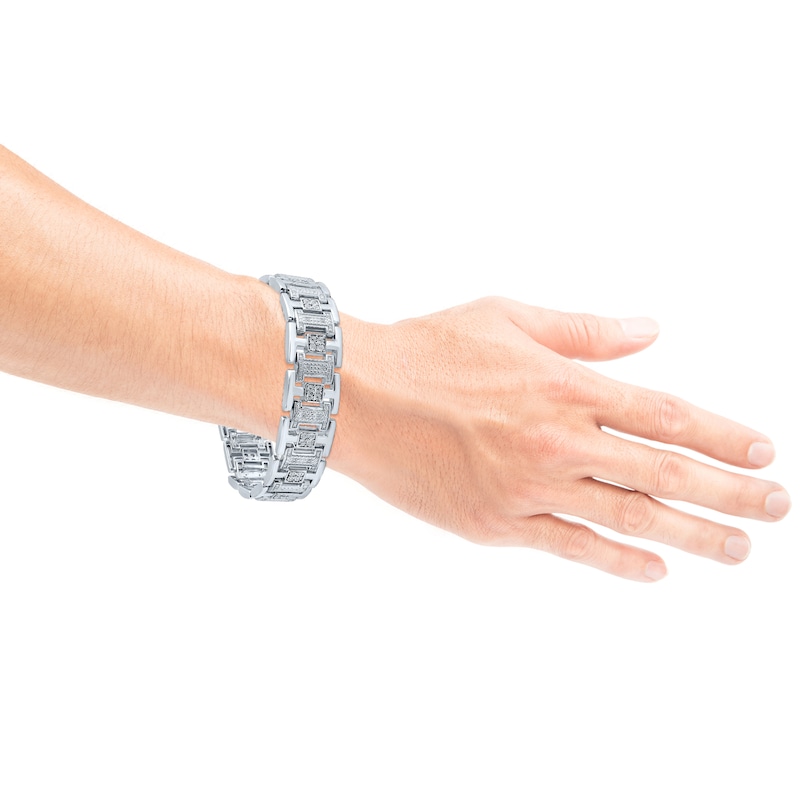 Main Image 4 of Previously Owned Men's Diamond I-Link Bracelet 3/4 ct tw Sterling Silver 8.5"