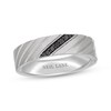 Thumbnail Image 1 of Previously Owned Neil Lane Men's Black Diamond Diagonal Groove Wedding Band 1/10 ct tw 14K White Gold