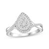 Thumbnail Image 1 of Previously Owned Multi-Diamond Center Pear Halo Engagement Ring 1/2 ct tw 14K White Gold