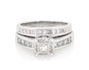 Thumbnail Image 1 of Previously Owned Princess-Cut Diamond Halo Bridal Set 1-1/2 ct tw 14K White Gold Size 7