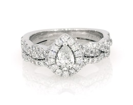 Previously Owned Neil Lane Pear-Shaped Diamond Halo Bridal Set 7/8 ct tw 14K White Gold Size 5