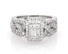 Thumbnail Image 1 of Previously Owned Baguette-Cut Multi-Diamond Halo Bridal Set 1-1/4 ct tw 14K White Gold Size 6