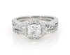 Thumbnail Image 1 of Previously Owned Round-Cut Diamond Halo Bridal Set 7/8 ct tw 14K White Gold Size 6