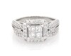 Thumbnail Image 1 of Previously Owned Princess-Cut Quad Diamond Halo Bridal Set 1-1/5 ct tw 14K White Gold Size 6.5