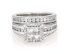 Thumbnail Image 1 of Previously Owned Princess-Cut Quad Diamond Bridal Set 7/8 ct tw 14K White Gold Size 5