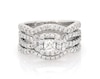 Thumbnail Image 1 of Previously Owned THE LEO Diamond Princess-Cut Halo Bridal Set 1 ct tw 14K White Gold Size 4.75