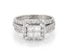 Thumbnail Image 1 of Previously Owned Princess-Cut Quad Diamond Halo Bridal Set 1-7/8 ct tw 14K White Gold Size 7
