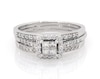 Thumbnail Image 1 of Previously Owned Princess-Cut Quad Diamond Halo Bridal Set 5/8 ct tw 10K White Gold Size 8.25