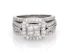 Thumbnail Image 1 of Previously Owned Princess-Cut Quad Diamond Halo Bridal Set 1-1/4 ct tw 14K White Gold Size 6.5