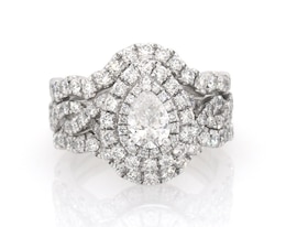 Previously Owned Neil Lane Pear-Shaped Diamond Double Halo Bridal Set 2 ct tw 14K White Gold Size 5