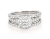 Thumbnail Image 1 of Previously Owned Princess-Cut Quad Diamond Halo Bridal Set 7/8 ct tw 10K & 14K White Gold Size 7.25