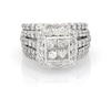 Thumbnail Image 1 of Previously Owned Princess-Cut Quad Diamond Halo Bridal Set 3-7/8 ct tw 14K White Gold Size 6.75