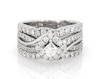 Thumbnail Image 1 of Previously Owned THE LEO Diamond Tilted Princess-Cut Halo Bridal Set 1-1/2 ct tw 14K White Gold Size 5.75