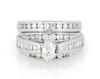 Thumbnail Image 1 of Previously Owned Marquise-Cut Diamond Bridal Set 1-1/5 ct tw 14K White Gold Size 5.25