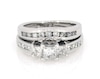 Thumbnail Image 1 of Previously Owned Princess-Cut Diamond Three-Stone Bridal Set 1-1/5 ct tw 14K White Gold Size 4.75