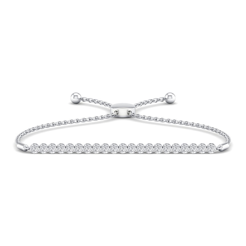 Main Image 1 of Previously Owned Diamond Bolo Bracelet 2 ct tw Round-cut 14K White Gold