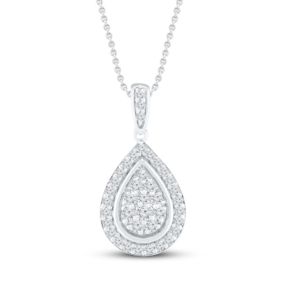 Previously Owned Teardrop Diamond Necklace 1/2 ct tw 10K White Gold 19"