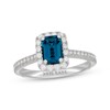 Thumbnail Image 1 of Previously Owned Neil Lane Emerald-Cut London Blue Topaz & White Diamond Engagement Ring 1/2 ct tw 14K White Gold