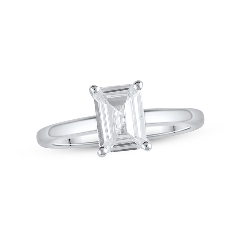 Main Image 1 of Previously Owned Lab-Grown Diamonds Solitaire Ring 1-1/2 ct tw Emerald-cut 14K White Gold (F/VS2)