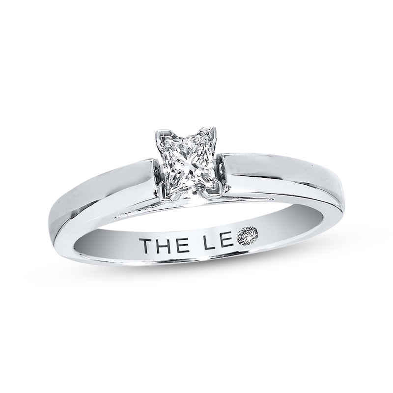 Main Image 1 of Previously Owned THE LEO Artisan Diamond Princess-Cut Solitaire Engagement Ring 1/3 ct tw 14K White Gold & Platinum (I/SI2)