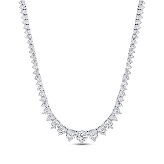 Previously Owned KAY Lab-Grown Diamonds Round-Cut Graduated Riviera Necklace 6 ct tw 14K White Gold 16”