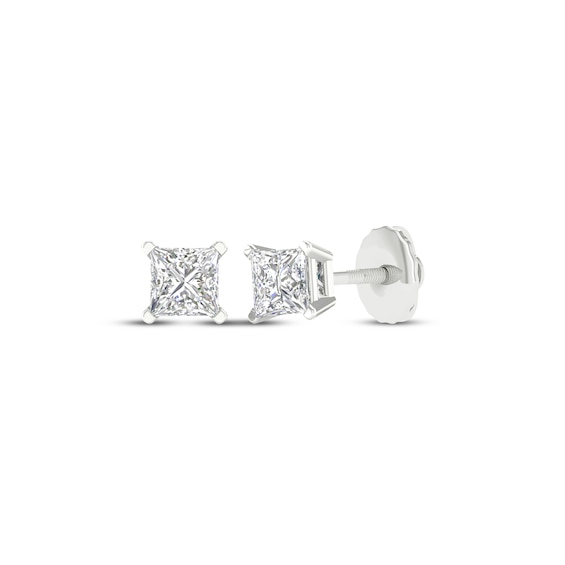 Previously Owned KAY Lab-Grown Diamonds Princess-Cut Solitaire Stud Earrings 1 ct tw 14K White Gold (F/SI2