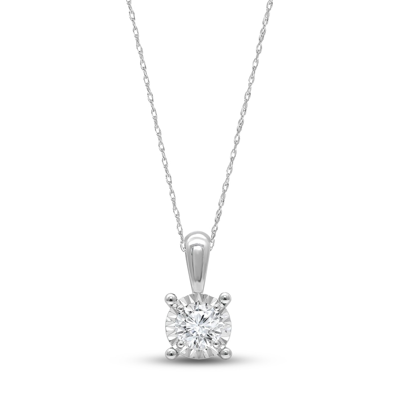 Main Image 1 of Previously Owned Round-Cut Diamond Solitaire Necklace 1/3 ct tw Sterling Silver 18" (J/I3)
