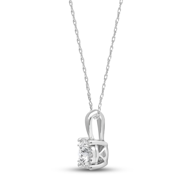 Main Image 2 of Previously Owned Round-Cut Diamond Solitaire Necklace 1/3 ct tw Sterling Silver 18" (J/I3)