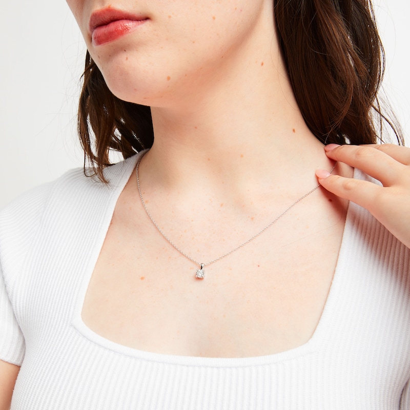 Main Image 3 of Previously Owned Round-Cut Diamond Solitaire Necklace 1/3 ct tw Sterling Silver 18" (J/I3)