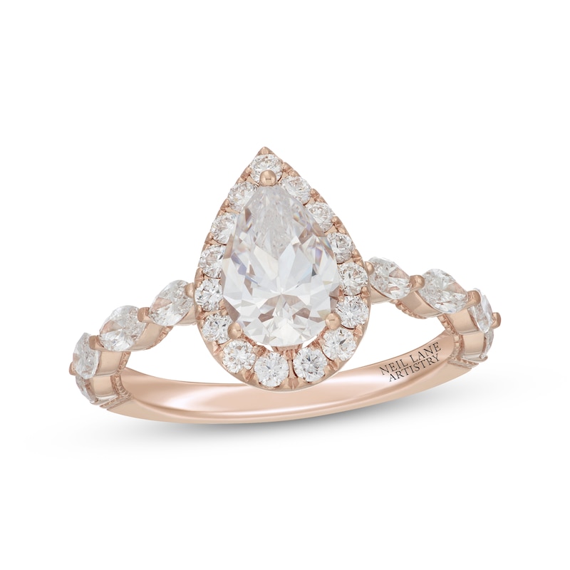 Main Image 1 of Previously Owned Neil Lane Artistry Pear-Shaped Lab-Grown Diamond Engagement Ring 2 ct tw 14K Rose Gold