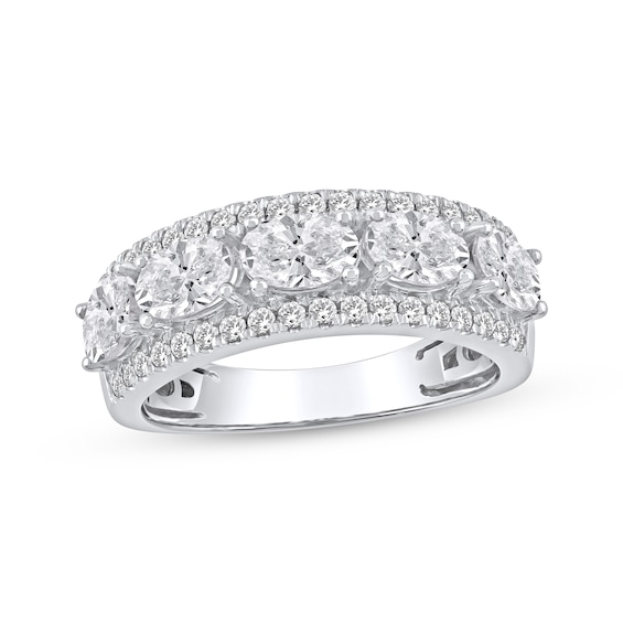 Previously Owned Lab-Grown Diamonds Oval-Cut Three-Row Anniversary Ring 2 ct tw 14K White Gold