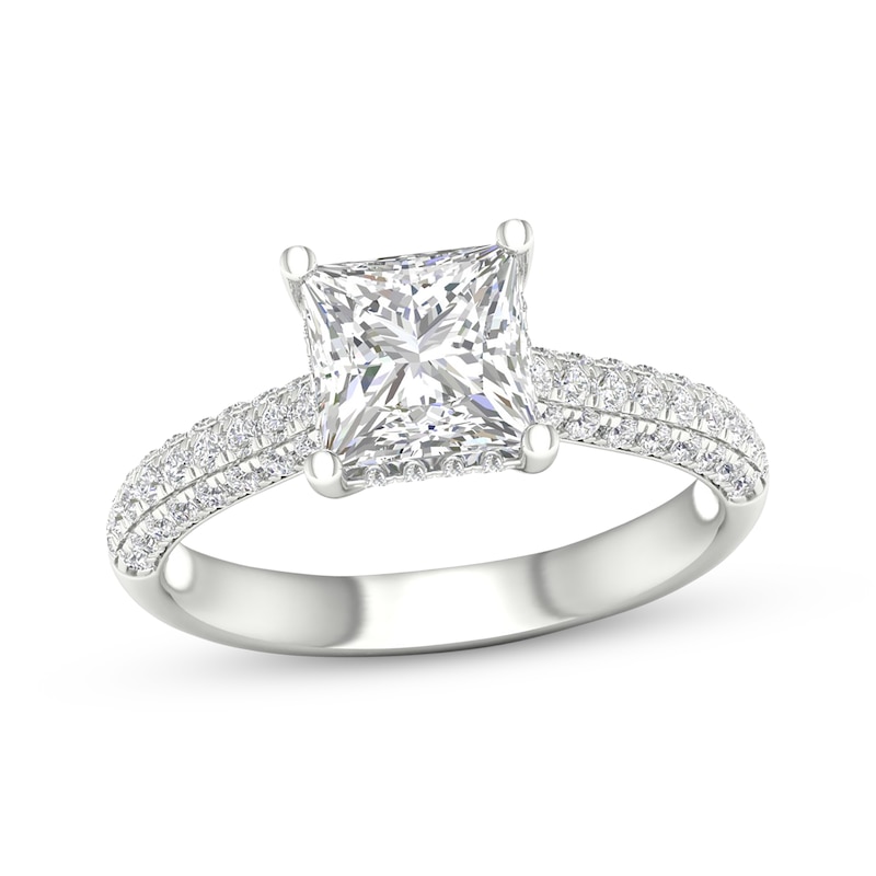 Main Image 1 of Previously Owned Lab-Grown Diamonds Princess-Cut Engagement Ring 2-1/2 ct tw 14K White Gold