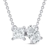 Thumbnail Image 1 of Previously Owned Toi et Moi Princess & Oval-Cut Lab-Grown diamond Necklace 1/2 ct tw 14K White Gold 18"