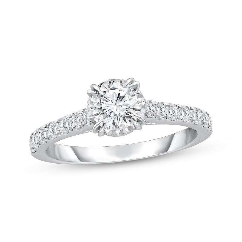 Main Image 1 of Previously Owned Lab-Grown Diamonds Engagement Ring 1-1/2 ct tw Round-cut 14K White Gold