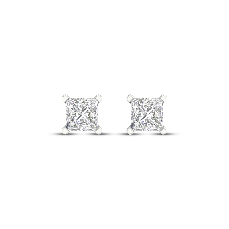 Main Image 2 of Previously Owned KAY Lab-Grown Diamonds Princess-Cut Solitaire Stud Earrings 3/4 ct tw 14K White Gold (F/SI2)