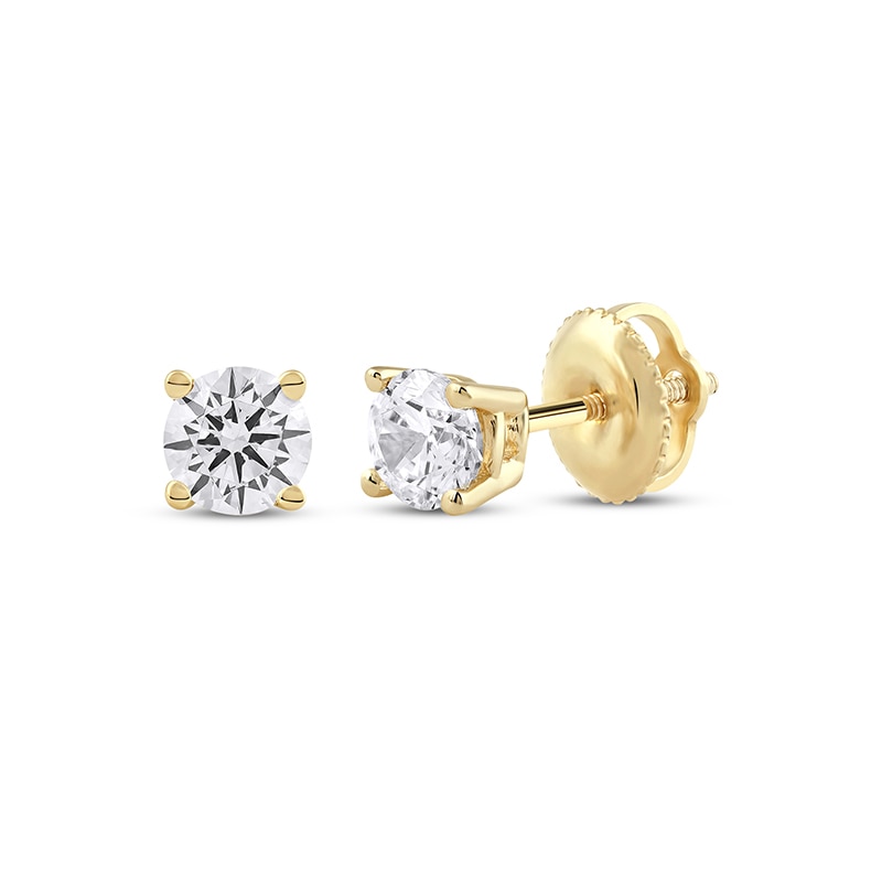 Main Image 1 of Previously Owned KAY Lab-Grown Diamonds Round-cut Solitaire Stud Earrings 1/2 ct tw 14K Yellow Gold (F/SI2)