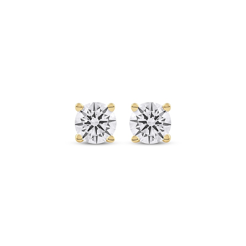 Main Image 2 of Previously Owned KAY Lab-Grown Diamonds Round-cut Solitaire Stud Earrings 1/2 ct tw 14K Yellow Gold (F/SI2)