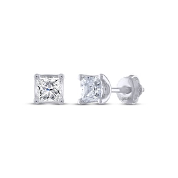 Previously Owned THE LEO Legacy Lab-Grown Diamond Princess-Cut Solitaire Stud Earrings 1 ct tw 14K White Gold (F/VS2)