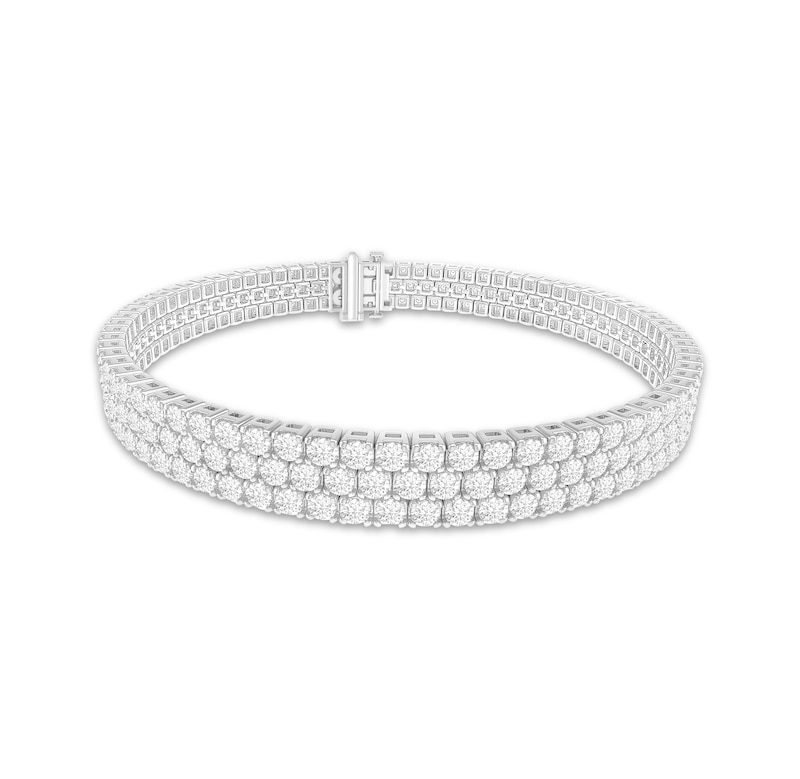 Main Image 1 of Previously Owned KAY Lab-Grown Diamonds Triple-Row Bracelet 10 ct tw 10K White Gold 7.25"